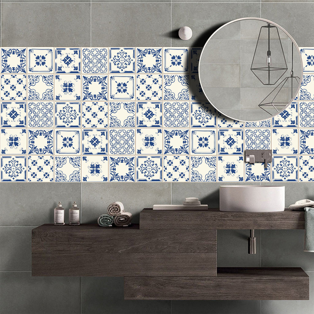 Traditional Peel and Stick Backsplash PVC Mosaic Tile Wallpaper for Kitchen Backsplash White-Blue Clearhalo 'Flooring 'Home Improvement' 'home_improvement' 'home_improvement_peel_stick_blacksplash' 'Peel & Stick Backsplash Tile' 'peel_stick_blacksplash' 'Walls & Ceilings' Walls and Ceiling' 7419094