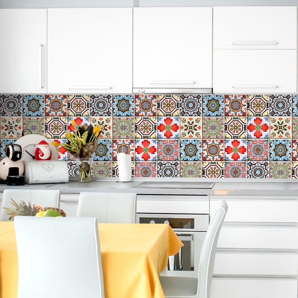 Traditional Peel and Stick Backsplash PVC Mosaic Tile Wallpaper for Kitchen Backsplash Blue/White/Red Clearhalo 'Flooring 'Home Improvement' 'home_improvement' 'home_improvement_peel_stick_blacksplash' 'Peel & Stick Backsplash Tile' 'peel_stick_blacksplash' 'Walls & Ceilings' Walls and Ceiling' 7419100