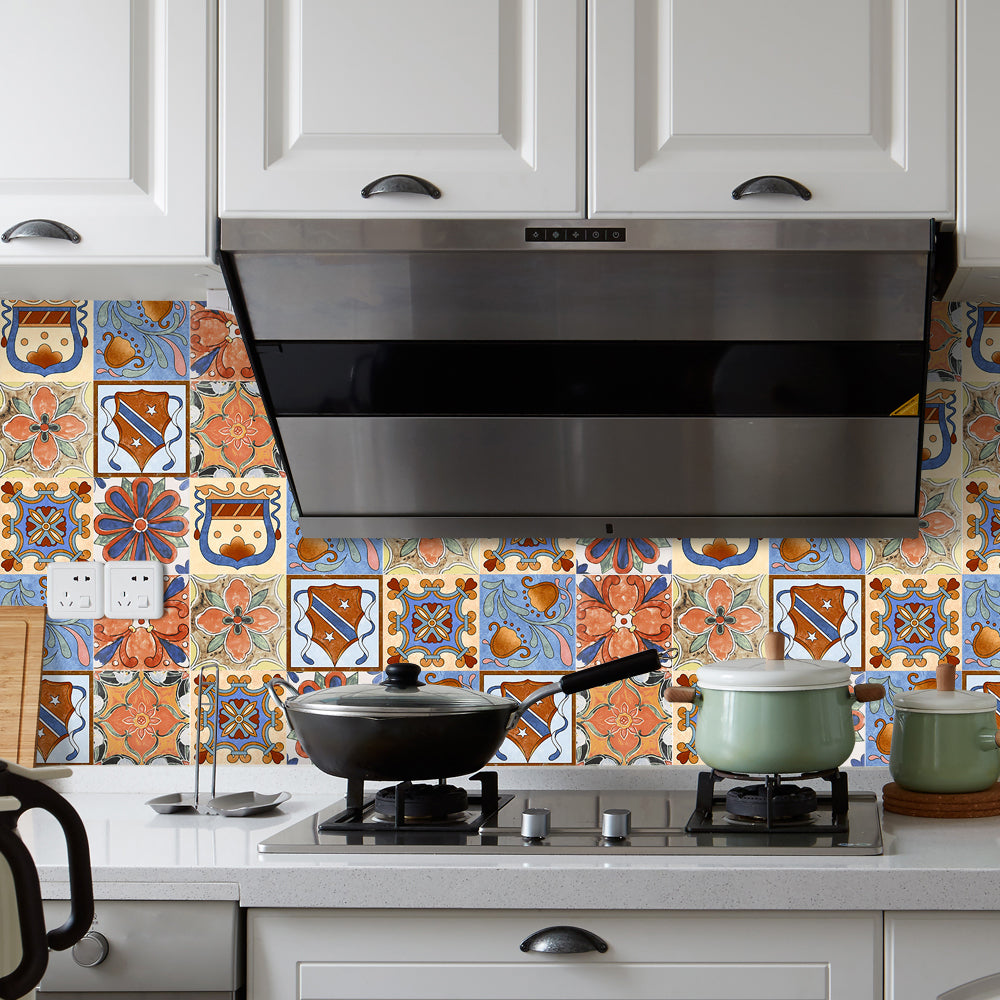 Traditional Peel and Stick Backsplash PVC Mosaic Tile Wallpaper for Kitchen Backsplash Orange/ Beige Clearhalo 'Flooring 'Home Improvement' 'home_improvement' 'home_improvement_peel_stick_blacksplash' 'Peel & Stick Backsplash Tile' 'peel_stick_blacksplash' 'Walls & Ceilings' Walls and Ceiling' 7419101