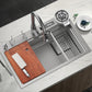 Contemporary Style Kitchen Sink Kitchen Sink with Soap Dispenser 29.5"L x 18.1"W x 7.9"H Sink with Faucet Pull Out Faucet & Water Filter Faucet & Soap Dispenser Clearhalo 'Home Improvement' 'home_improvement' 'home_improvement_kitchen_sinks' 'Kitchen Remodel & Kitchen Fixtures' 'Kitchen Sinks & Faucet Components' 'Kitchen Sinks' 'kitchen_sinks' 7419273
