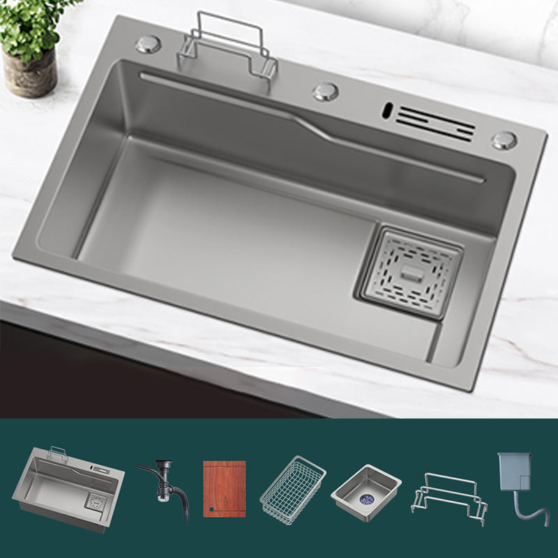 Contemporary Style Kitchen Sink Kitchen Sink with Soap Dispenser Sink Only None Clearhalo 'Home Improvement' 'home_improvement' 'home_improvement_kitchen_sinks' 'Kitchen Remodel & Kitchen Fixtures' 'Kitchen Sinks & Faucet Components' 'Kitchen Sinks' 'kitchen_sinks' 7419274