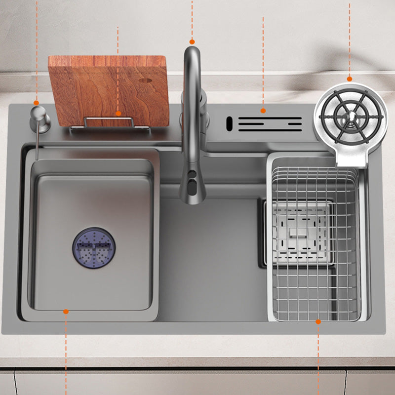 Contemporary Style Kitchen Sink Kitchen Sink with Soap Dispenser Clearhalo 'Home Improvement' 'home_improvement' 'home_improvement_kitchen_sinks' 'Kitchen Remodel & Kitchen Fixtures' 'Kitchen Sinks & Faucet Components' 'Kitchen Sinks' 'kitchen_sinks' 7419276