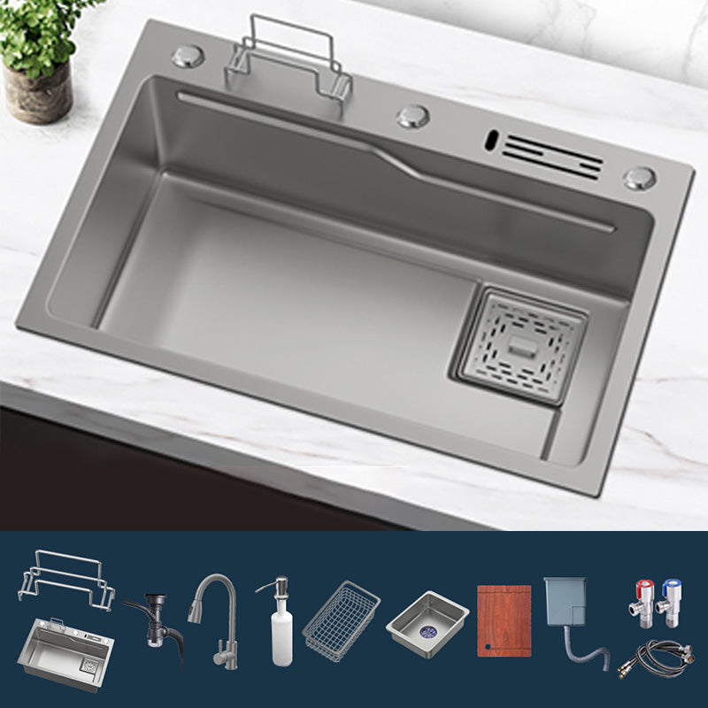 Contemporary Style Kitchen Sink Kitchen Sink with Soap Dispenser Sink with Faucet Pull-Out Faucet & Soap Dispenser Clearhalo 'Home Improvement' 'home_improvement' 'home_improvement_kitchen_sinks' 'Kitchen Remodel & Kitchen Fixtures' 'Kitchen Sinks & Faucet Components' 'Kitchen Sinks' 'kitchen_sinks' 7419279