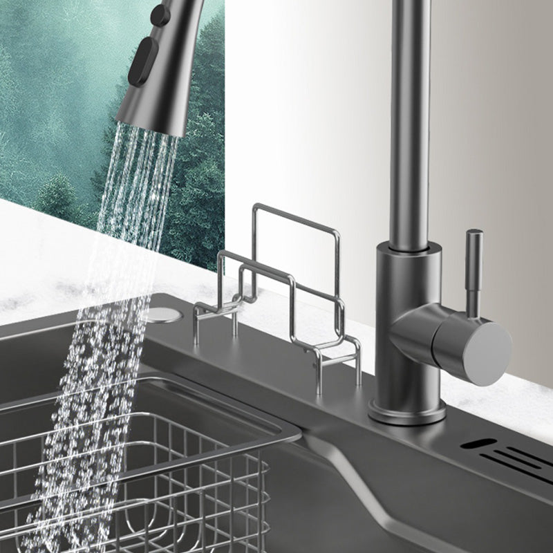 Contemporary Style Kitchen Sink Kitchen Sink with Soap Dispenser Clearhalo 'Home Improvement' 'home_improvement' 'home_improvement_kitchen_sinks' 'Kitchen Remodel & Kitchen Fixtures' 'Kitchen Sinks & Faucet Components' 'Kitchen Sinks' 'kitchen_sinks' 7419286
