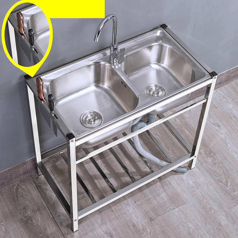 Modern Style Kitchen Sink Stainless Steel Drop-In Kitchen Double Sink with Drain Assembly Clearhalo 'Home Improvement' 'home_improvement' 'home_improvement_kitchen_sinks' 'Kitchen Remodel & Kitchen Fixtures' 'Kitchen Sinks & Faucet Components' 'Kitchen Sinks' 'kitchen_sinks' 7419317