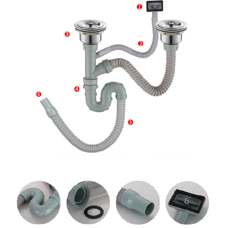 Modern Style Kitchen Sink Stainless Steel Drop-In Kitchen Double Sink with Drain Assembly Clearhalo 'Home Improvement' 'home_improvement' 'home_improvement_kitchen_sinks' 'Kitchen Remodel & Kitchen Fixtures' 'Kitchen Sinks & Faucet Components' 'Kitchen Sinks' 'kitchen_sinks' 7419324