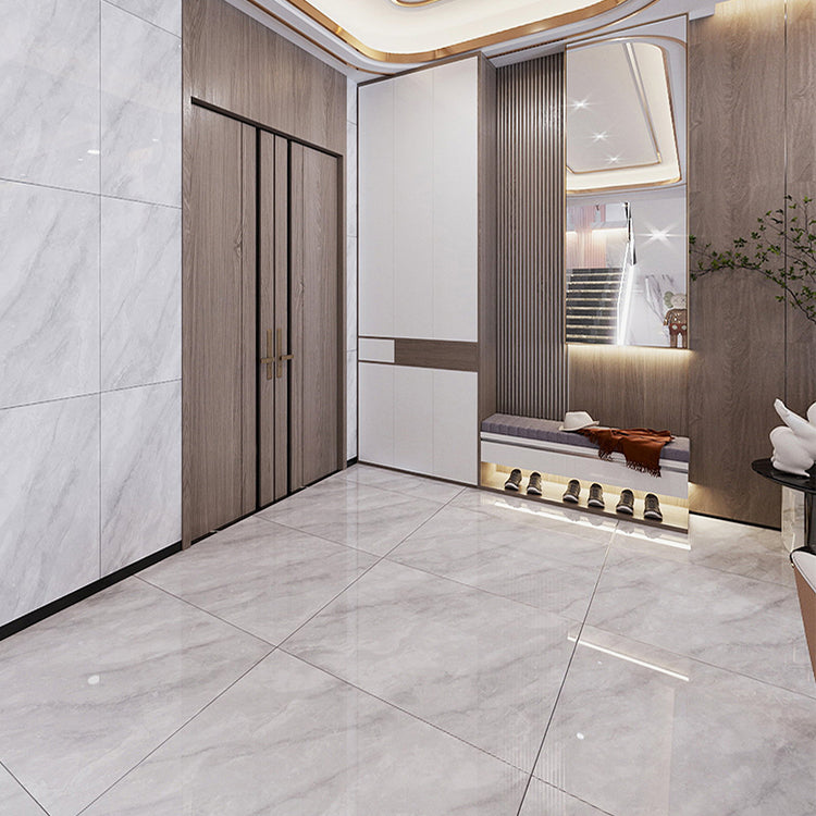 Modern Polished Porcelain Tile Marble Patterned Square Wall Tile Clearhalo 'Floor Tiles & Wall Tiles' 'floor_tiles_wall_tiles' 'Flooring 'Home Improvement' 'home_improvement' 'home_improvement_floor_tiles_wall_tiles' Walls and Ceiling' 7419334