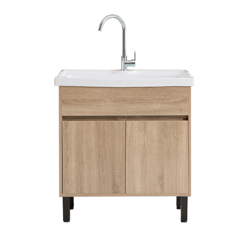 Modern Wood Bathroom Vanity Freestanding Single-Sink Bathroom Sink Vanity Clearhalo 'Bathroom Remodel & Bathroom Fixtures' 'Bathroom Vanities' 'bathroom_vanities' 'Home Improvement' 'home_improvement' 'home_improvement_bathroom_vanities' 7419574