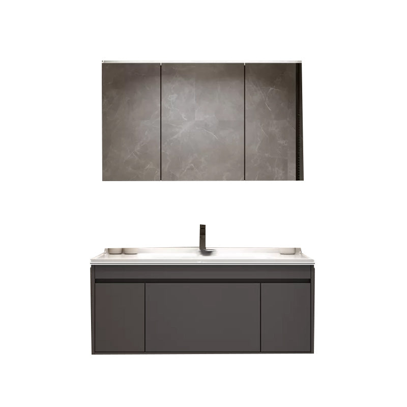 Wall Mount Bathroom Vanity Modern Bathroom Vanity Set with Mirror Vanity & Faucet & Mirror Cabinet 39.5"L x 20"W x 20"H Clearhalo 'Bathroom Remodel & Bathroom Fixtures' 'Bathroom Vanities' 'bathroom_vanities' 'Home Improvement' 'home_improvement' 'home_improvement_bathroom_vanities' 7419584