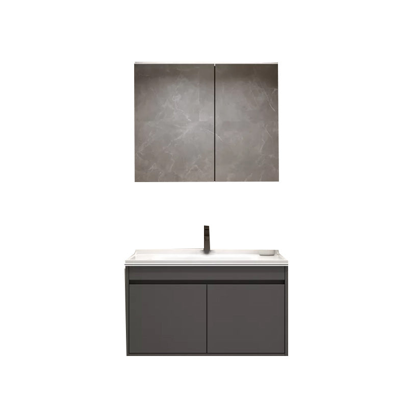 Wall Mount Bathroom Vanity Modern Bathroom Vanity Set with Mirror Vanity & Faucet & Mirror Cabinet 28"L x 20"W x 20"H Clearhalo 'Bathroom Remodel & Bathroom Fixtures' 'Bathroom Vanities' 'bathroom_vanities' 'Home Improvement' 'home_improvement' 'home_improvement_bathroom_vanities' 7419590