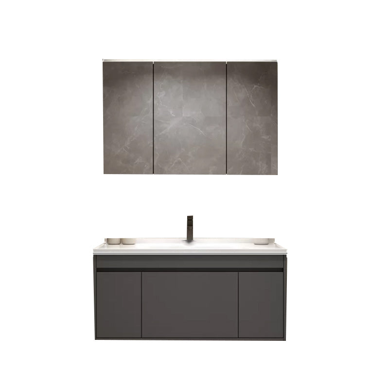 Wall Mount Bathroom Vanity Modern Bathroom Vanity Set with Mirror Vanity & Faucet & Mirror Cabinet 35"L x 20"W x 20"H Clearhalo 'Bathroom Remodel & Bathroom Fixtures' 'Bathroom Vanities' 'bathroom_vanities' 'Home Improvement' 'home_improvement' 'home_improvement_bathroom_vanities' 7419592