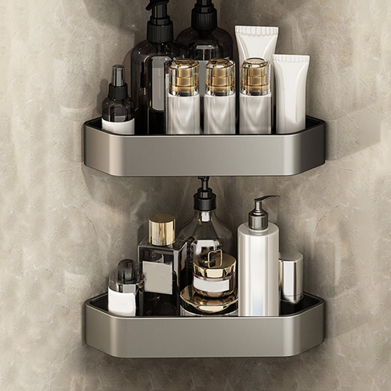 Adhesive Mount Metal Bathroom Accessory As Individual Or As a Set with Bath Shelf No Hook Included 2-Piece Set (Triangular Bath Shelf) Clearhalo 'Bathroom Hardware Sets' 'Bathroom Hardware' 'Bathroom Remodel & Bathroom Fixtures' 'bathroom_hardware_sets' 'Home Improvement' 'home_improvement' 'home_improvement_bathroom_hardware_sets' 7420093