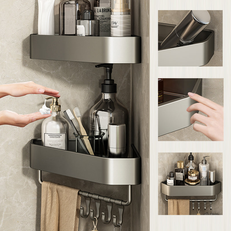 Adhesive Mount Metal Bathroom Accessory As Individual Or As a Set with Bath Shelf Clearhalo 'Bathroom Hardware Sets' 'Bathroom Hardware' 'Bathroom Remodel & Bathroom Fixtures' 'bathroom_hardware_sets' 'Home Improvement' 'home_improvement' 'home_improvement_bathroom_hardware_sets' 7420096