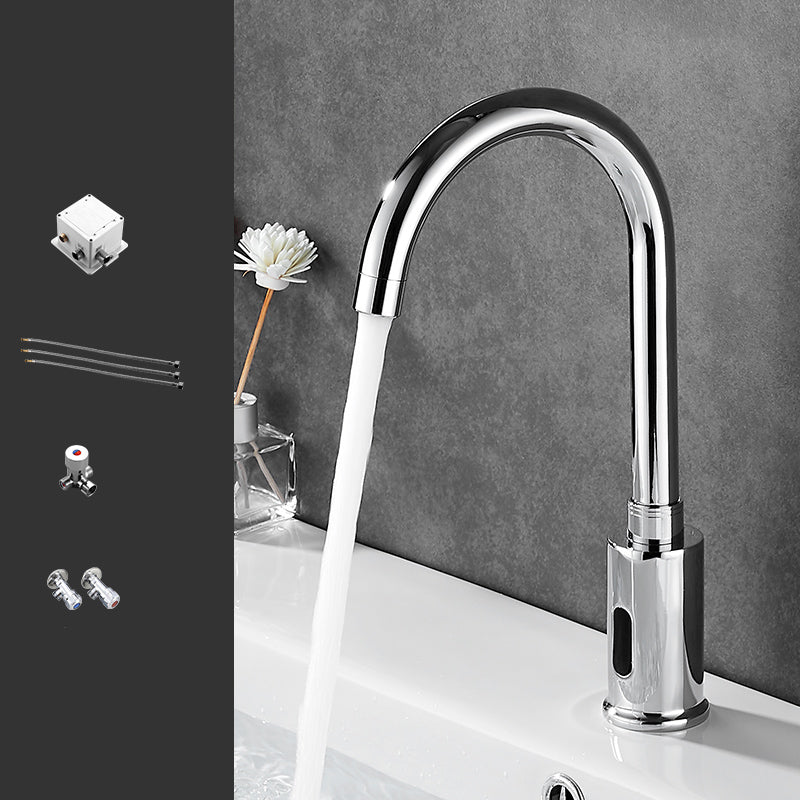 Modern Style Kitchen Faucet Gooseneck Touchless Kitchen Faucet Dc Box + Hose + Angle Valve + Hot And Cold Regulating Valve Clearhalo 'Home Improvement' 'home_improvement' 'home_improvement_kitchen_faucets' 'Kitchen Faucets' 'Kitchen Remodel & Kitchen Fixtures' 'Kitchen Sinks & Faucet Components' 'kitchen_faucets' 7420861