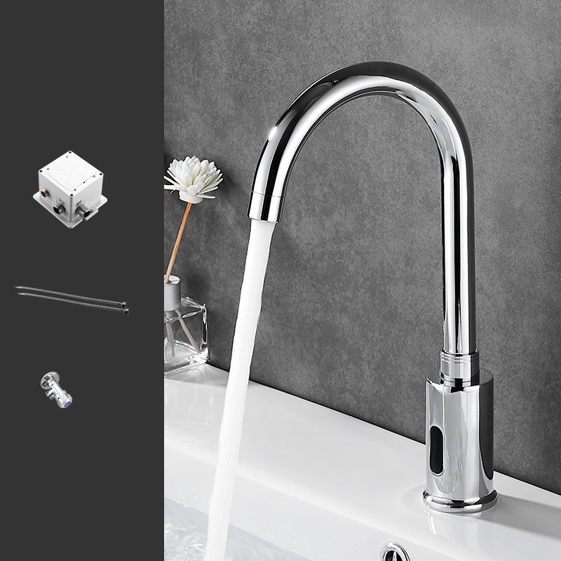 Modern Style Kitchen Faucet Gooseneck Touchless Kitchen Faucet Dc Box + Hose + Angle Valve Clearhalo 'Home Improvement' 'home_improvement' 'home_improvement_kitchen_faucets' 'Kitchen Faucets' 'Kitchen Remodel & Kitchen Fixtures' 'Kitchen Sinks & Faucet Components' 'kitchen_faucets' 7420862