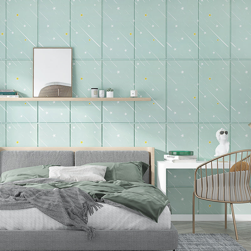 Contemporary Wall Ceiling Cartoon Print Peel and Stick Waterproof Wall Panel Green 10-Piece Set Clearhalo 'Flooring 'Home Improvement' 'home_improvement' 'home_improvement_wall_paneling' 'Wall Paneling' 'wall_paneling' 'Walls & Ceilings' Walls and Ceiling' 7421218