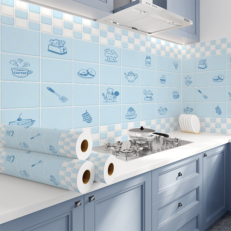 Modern Peel & Stick Field Tile Plastic Wallpaper for Backsplash Wall Blue Clearhalo 'Flooring 'Home Improvement' 'home_improvement' 'home_improvement_peel_stick_blacksplash' 'Peel & Stick Backsplash Tile' 'peel_stick_blacksplash' 'Walls & Ceilings' Walls and Ceiling' 7421743