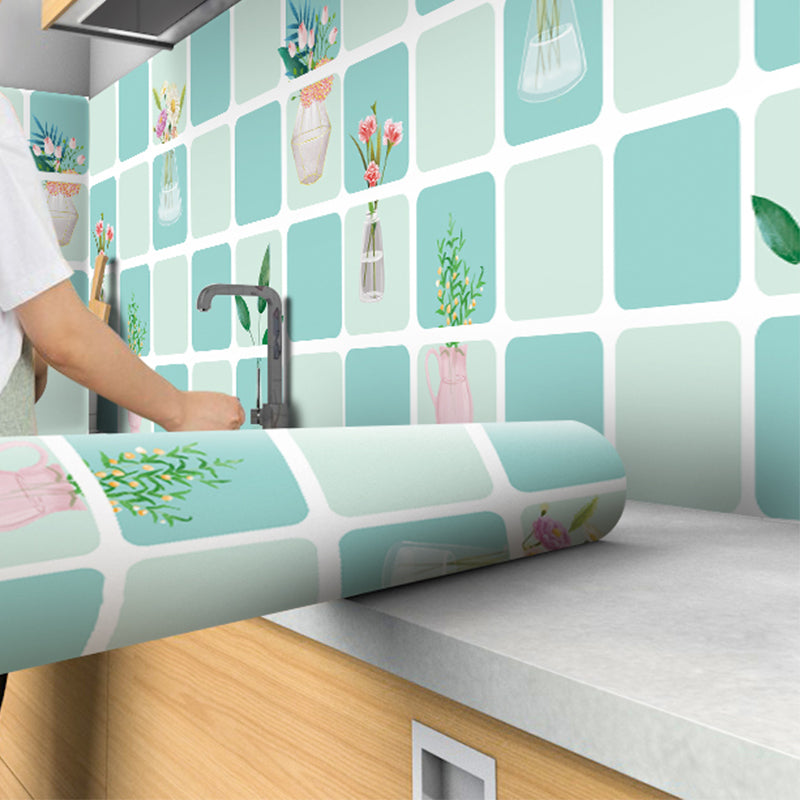 Modern Peel & Stick Field Tile Plastic Wallpaper for Backsplash Wall Green Clearhalo 'Flooring 'Home Improvement' 'home_improvement' 'home_improvement_peel_stick_blacksplash' 'Peel & Stick Backsplash Tile' 'peel_stick_blacksplash' 'Walls & Ceilings' Walls and Ceiling' 7421744