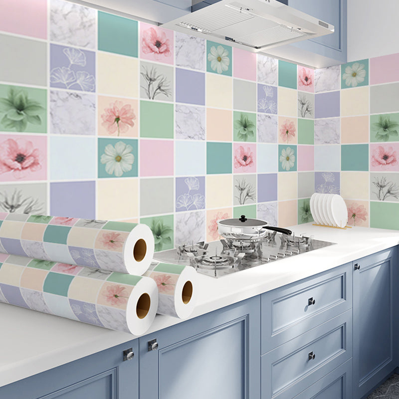 Modern Peel & Stick Field Tile Plastic Wallpaper for Backsplash Wall Aqua Clearhalo 'Flooring 'Home Improvement' 'home_improvement' 'home_improvement_peel_stick_blacksplash' 'Peel & Stick Backsplash Tile' 'peel_stick_blacksplash' 'Walls & Ceilings' Walls and Ceiling' 7421747