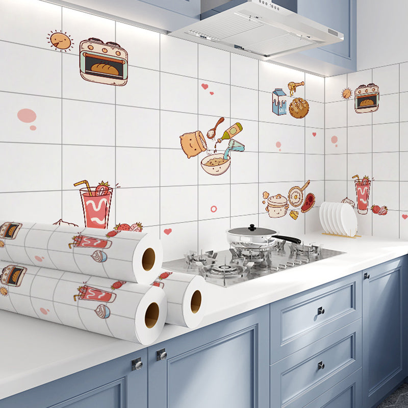 Modern Peel & Stick Field Tile Plastic Wallpaper for Backsplash Wall White-Red Clearhalo 'Flooring 'Home Improvement' 'home_improvement' 'home_improvement_peel_stick_blacksplash' 'Peel & Stick Backsplash Tile' 'peel_stick_blacksplash' 'Walls & Ceilings' Walls and Ceiling' 7421758