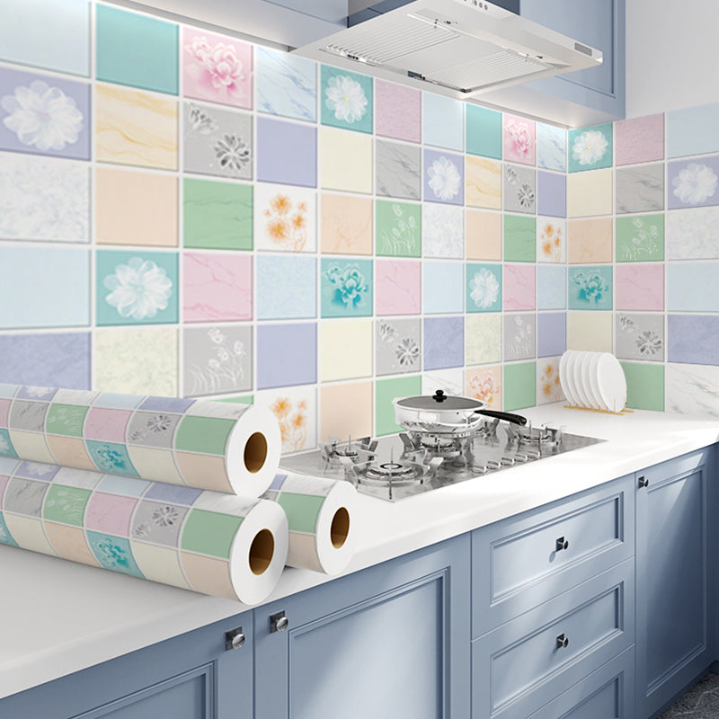 Modern Peel & Stick Field Tile Plastic Wallpaper for Backsplash Wall Pink-Blue Clearhalo 'Flooring 'Home Improvement' 'home_improvement' 'home_improvement_peel_stick_blacksplash' 'Peel & Stick Backsplash Tile' 'peel_stick_blacksplash' 'Walls & Ceilings' Walls and Ceiling' 7421760