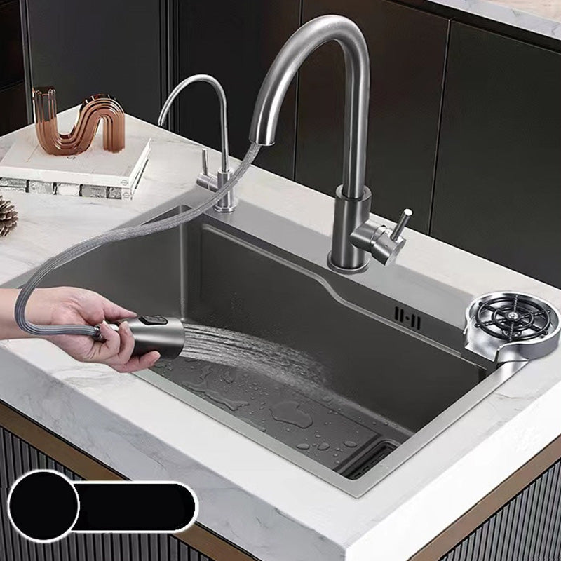 Modern Kitchen Bar Sink Stainless Steel with Basket Strainer Workstation Ledge Clearhalo 'Home Improvement' 'home_improvement' 'home_improvement_kitchen_sinks' 'Kitchen Remodel & Kitchen Fixtures' 'Kitchen Sinks & Faucet Components' 'Kitchen Sinks' 'kitchen_sinks' 7422020