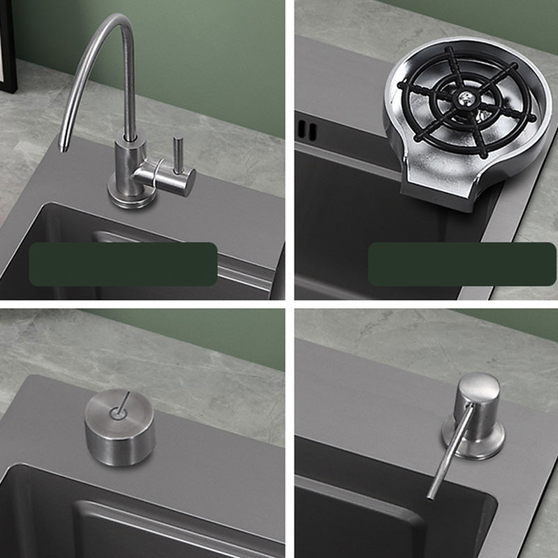 Modern Kitchen Bar Sink Stainless Steel with Basket Strainer Workstation Ledge Clearhalo 'Home Improvement' 'home_improvement' 'home_improvement_kitchen_sinks' 'Kitchen Remodel & Kitchen Fixtures' 'Kitchen Sinks & Faucet Components' 'Kitchen Sinks' 'kitchen_sinks' 7422032