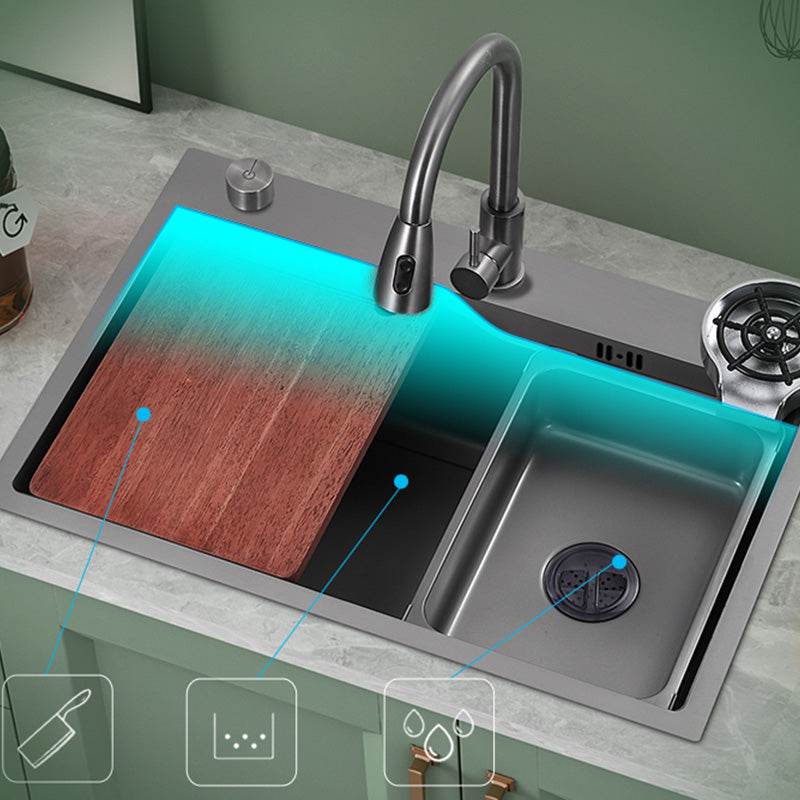 Modern Kitchen Bar Sink Stainless Steel with Basket Strainer Workstation Ledge Clearhalo 'Home Improvement' 'home_improvement' 'home_improvement_kitchen_sinks' 'Kitchen Remodel & Kitchen Fixtures' 'Kitchen Sinks & Faucet Components' 'Kitchen Sinks' 'kitchen_sinks' 7422033