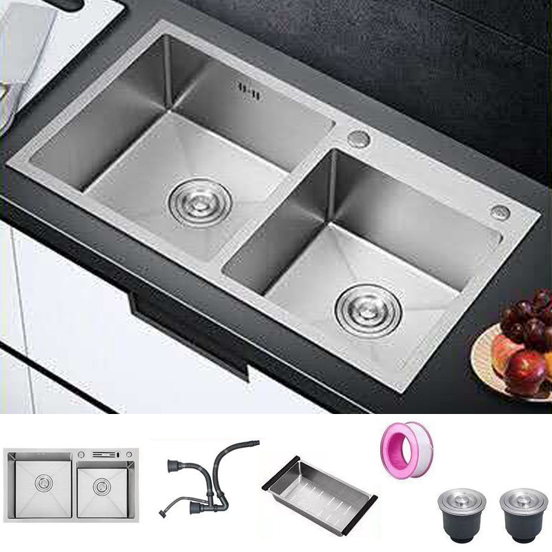 Modern Style Kitchen Sink Stainless Steel Drop-In Kitchen Sink with Drain Assembly Sink Only None Clearhalo 'Home Improvement' 'home_improvement' 'home_improvement_kitchen_sinks' 'Kitchen Remodel & Kitchen Fixtures' 'Kitchen Sinks & Faucet Components' 'Kitchen Sinks' 'kitchen_sinks' 7422042