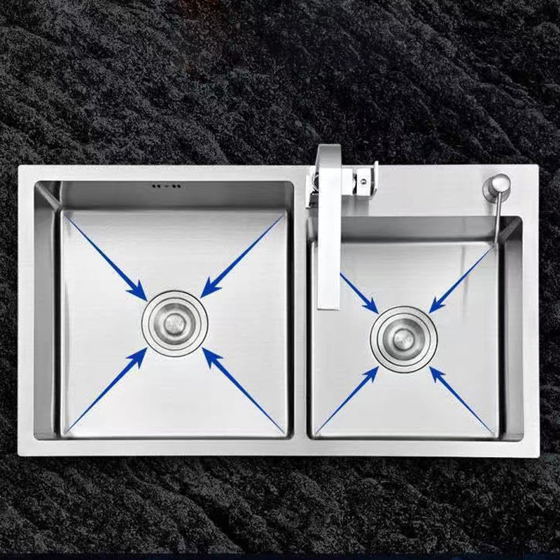 Modern Style Kitchen Sink Stainless Steel Drop-In Kitchen Sink with Drain Assembly Clearhalo 'Home Improvement' 'home_improvement' 'home_improvement_kitchen_sinks' 'Kitchen Remodel & Kitchen Fixtures' 'Kitchen Sinks & Faucet Components' 'Kitchen Sinks' 'kitchen_sinks' 7422045