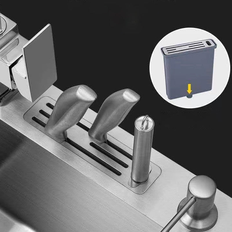 Modern Style Kitchen Sink Stainless Steel Drop-In Kitchen Sink with Drain Assembly Clearhalo 'Home Improvement' 'home_improvement' 'home_improvement_kitchen_sinks' 'Kitchen Remodel & Kitchen Fixtures' 'Kitchen Sinks & Faucet Components' 'Kitchen Sinks' 'kitchen_sinks' 7422052