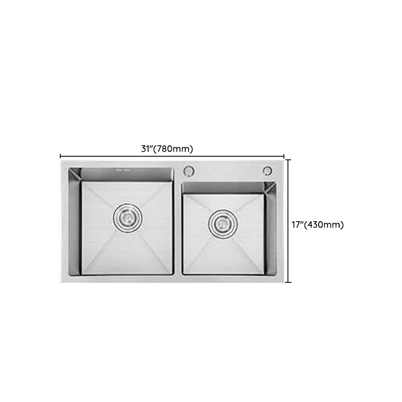 Modern Style Kitchen Sink Stainless Steel Drop-In Kitchen Sink with Drain Assembly Clearhalo 'Home Improvement' 'home_improvement' 'home_improvement_kitchen_sinks' 'Kitchen Remodel & Kitchen Fixtures' 'Kitchen Sinks & Faucet Components' 'Kitchen Sinks' 'kitchen_sinks' 7422060