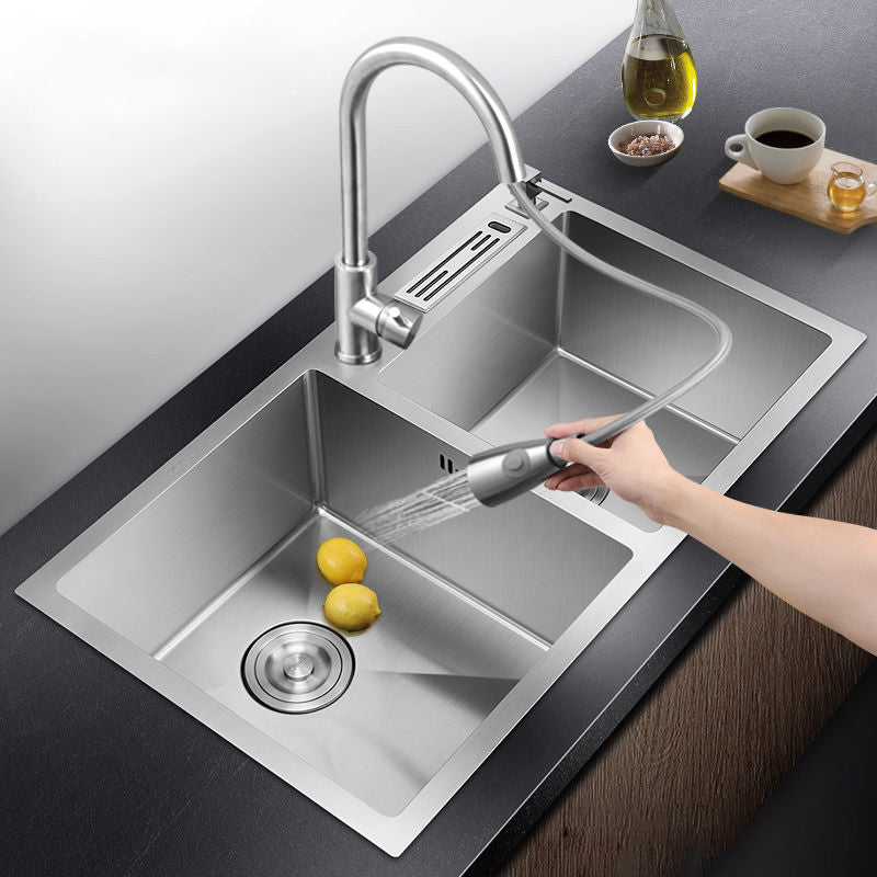 Kitchen Sink Soundproof Design Stainless Steel Drop-In Kitchen Sink Clearhalo 'Home Improvement' 'home_improvement' 'home_improvement_kitchen_sinks' 'Kitchen Remodel & Kitchen Fixtures' 'Kitchen Sinks & Faucet Components' 'Kitchen Sinks' 'kitchen_sinks' 7422063