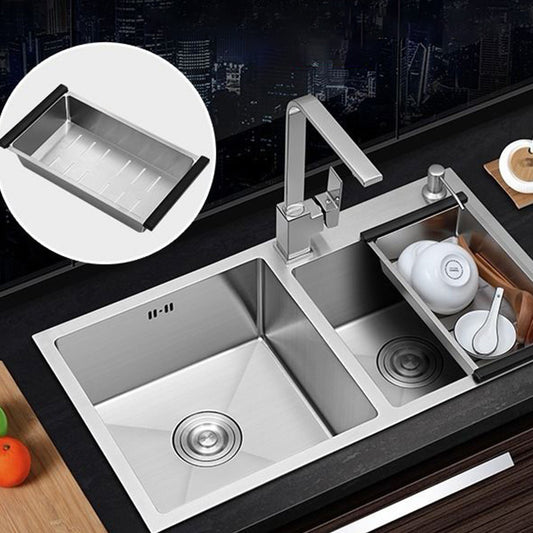 Kitchen Sink Soundproof Design Stainless Steel Drop-In Kitchen Sink Clearhalo 'Home Improvement' 'home_improvement' 'home_improvement_kitchen_sinks' 'Kitchen Remodel & Kitchen Fixtures' 'Kitchen Sinks & Faucet Components' 'Kitchen Sinks' 'kitchen_sinks' 7422070