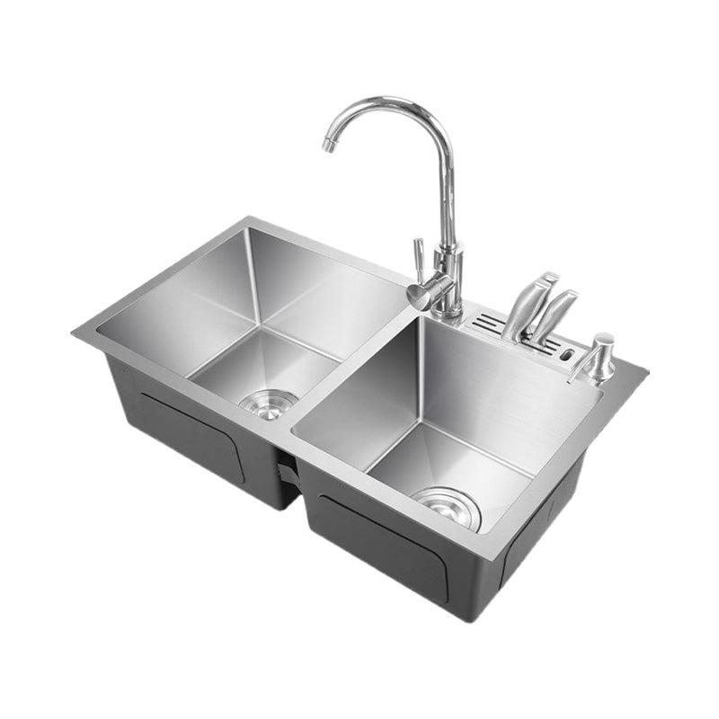Kitchen Sink Soundproof Design Stainless Steel Drop-In Kitchen Sink Clearhalo 'Home Improvement' 'home_improvement' 'home_improvement_kitchen_sinks' 'Kitchen Remodel & Kitchen Fixtures' 'Kitchen Sinks & Faucet Components' 'Kitchen Sinks' 'kitchen_sinks' 7422072