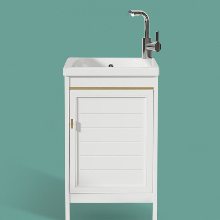 Glam Freestanding Vanity Single Sink Metal Frame Rectangular Faucet Vanity with Door Clearhalo 'Bathroom Remodel & Bathroom Fixtures' 'Bathroom Vanities' 'bathroom_vanities' 'Home Improvement' 'home_improvement' 'home_improvement_bathroom_vanities' 7422336