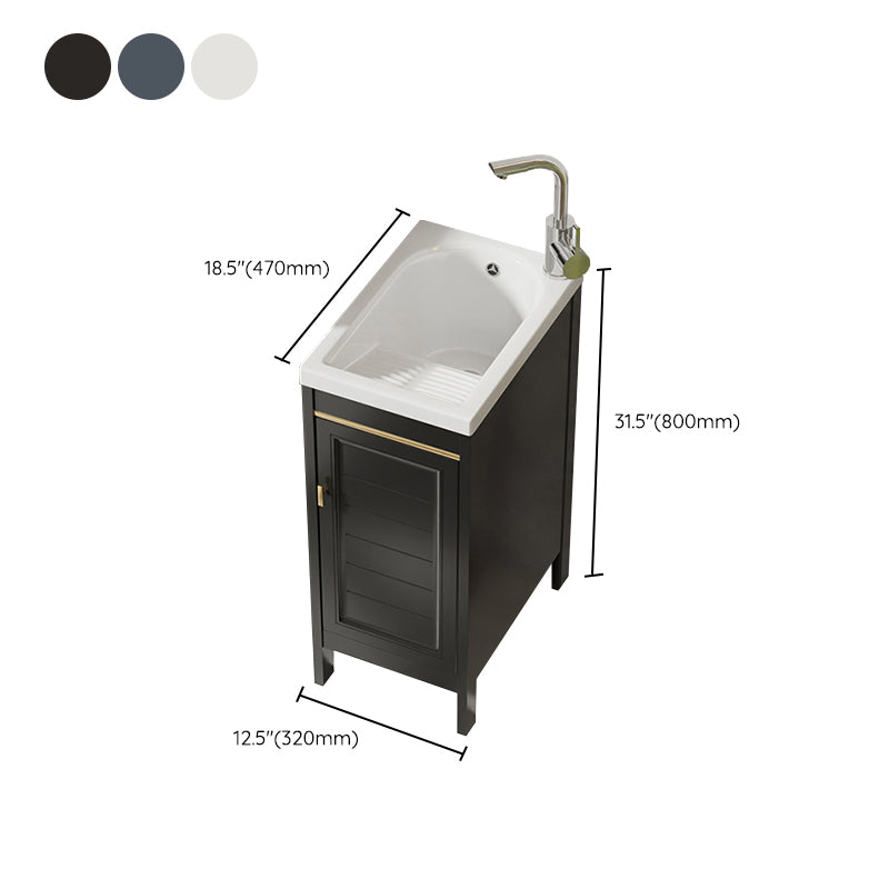Glam Freestanding Vanity Single Sink Metal Frame Rectangular Faucet Vanity with Door Clearhalo 'Bathroom Remodel & Bathroom Fixtures' 'Bathroom Vanities' 'bathroom_vanities' 'Home Improvement' 'home_improvement' 'home_improvement_bathroom_vanities' 7422341