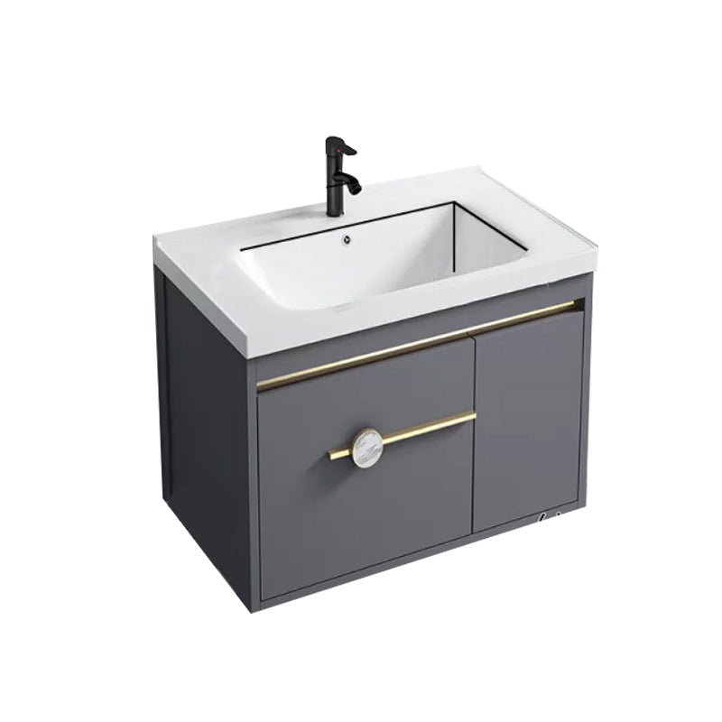 Wall Mount Bathroom Vanity Faucet Included Modern Bathroom Sink Vanity Vanity & Faucet 28"L x 19"W x 18"H Ceramic Clearhalo 'Bathroom Remodel & Bathroom Fixtures' 'Bathroom Vanities' 'bathroom_vanities' 'Home Improvement' 'home_improvement' 'home_improvement_bathroom_vanities' 7422362