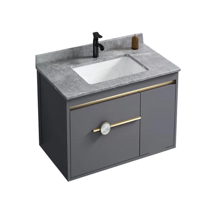 Wall Mount Bathroom Vanity Faucet Included Modern Bathroom Sink Vanity Vanity & Faucet 24"L x 16"W x 18"H Stone Clearhalo 'Bathroom Remodel & Bathroom Fixtures' 'Bathroom Vanities' 'bathroom_vanities' 'Home Improvement' 'home_improvement' 'home_improvement_bathroom_vanities' 7422363