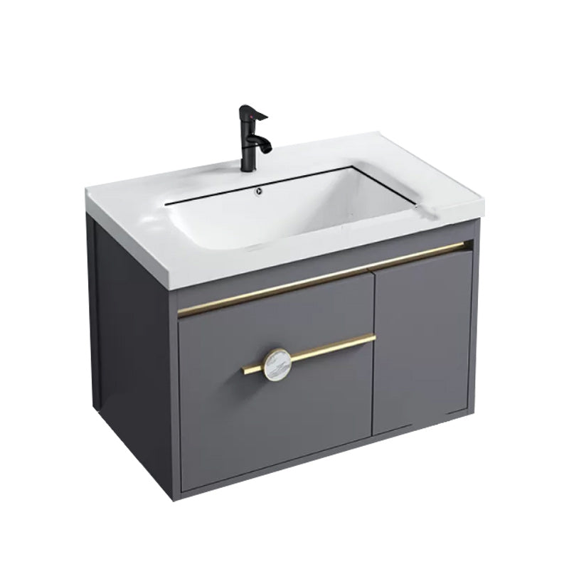Wall Mount Bathroom Vanity Faucet Included Modern Bathroom Sink Vanity Vanity & Faucet 24"L x 16"W x 18"H Ceramic Clearhalo 'Bathroom Remodel & Bathroom Fixtures' 'Bathroom Vanities' 'bathroom_vanities' 'Home Improvement' 'home_improvement' 'home_improvement_bathroom_vanities' 7422364