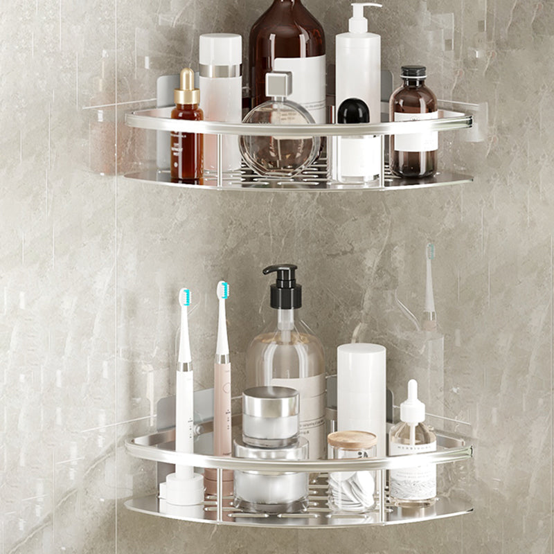 Simplicity Bathroom Accessories Hardware Set Bath Shelf Bathroom Accessory Kit 1.5" Silver 2 Piece Set Clearhalo 'Bathroom Hardware Sets' 'Bathroom Hardware' 'Bathroom Remodel & Bathroom Fixtures' 'bathroom_hardware_sets' 'Home Improvement' 'home_improvement' 'home_improvement_bathroom_hardware_sets' 7422797