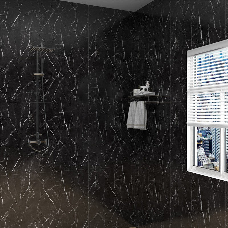 Modern Peel and Stick Tiles PVC Rectangular Peel and Stick Wall Tile Black 19.7" x 393.7" Extra Thick Clearhalo 'Flooring 'Home Improvement' 'home_improvement' 'home_improvement_peel_stick_blacksplash' 'Peel & Stick Backsplash Tile' 'peel_stick_blacksplash' 'Walls & Ceilings' Walls and Ceiling' 7423443