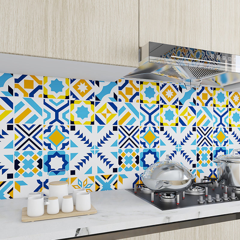 Modern Peel and Stick Backsplash PVC Mosaic Tile Wallpaper for Backsplash Wall Blue-White 24"L x 71"W Clearhalo 'Flooring 'Home Improvement' 'home_improvement' 'home_improvement_peel_stick_blacksplash' 'Peel & Stick Backsplash Tile' 'peel_stick_blacksplash' 'Walls & Ceilings' Walls and Ceiling' 7423676