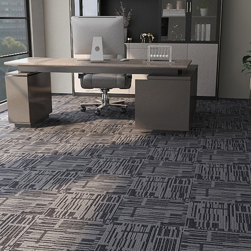 Modern Carpet Tiles Level Loop Glue Down Fade Resistant Carpet Tile Gray/White Striped 60-Piece Set Clearhalo 'Carpet Tiles & Carpet Squares' 'carpet_tiles_carpet_squares' 'Flooring 'Home Improvement' 'home_improvement' 'home_improvement_carpet_tiles_carpet_squares' Walls and Ceiling' 7423723