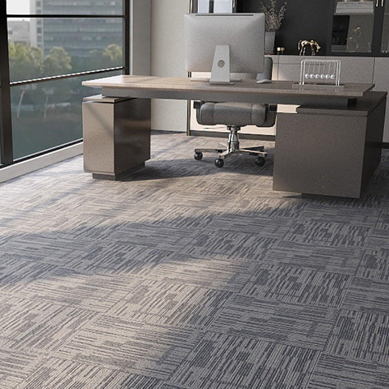 Modern Carpet Tiles Level Loop Glue Down Fade Resistant Carpet Tile Light Gray Striped 60-Piece Set Clearhalo 'Carpet Tiles & Carpet Squares' 'carpet_tiles_carpet_squares' 'Flooring 'Home Improvement' 'home_improvement' 'home_improvement_carpet_tiles_carpet_squares' Walls and Ceiling' 7423737