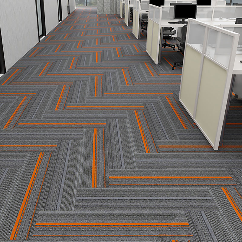 Modern Carpet Tiles Level Loop Glue Down Fade Resistant Carpet Tile Gray-Orange 60-Piece Set Clearhalo 'Carpet Tiles & Carpet Squares' 'carpet_tiles_carpet_squares' 'Flooring 'Home Improvement' 'home_improvement' 'home_improvement_carpet_tiles_carpet_squares' Walls and Ceiling' 7423755