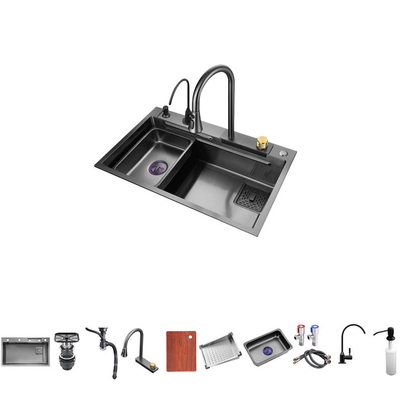 Single Bowl Kitchen Sink Stainless Steel Kitchen Sink with Cutting-Board Double Tap for Water Purification Clearhalo 'Home Improvement' 'home_improvement' 'home_improvement_kitchen_sinks' 'Kitchen Remodel & Kitchen Fixtures' 'Kitchen Sinks & Faucet Components' 'Kitchen Sinks' 'kitchen_sinks' 7423897