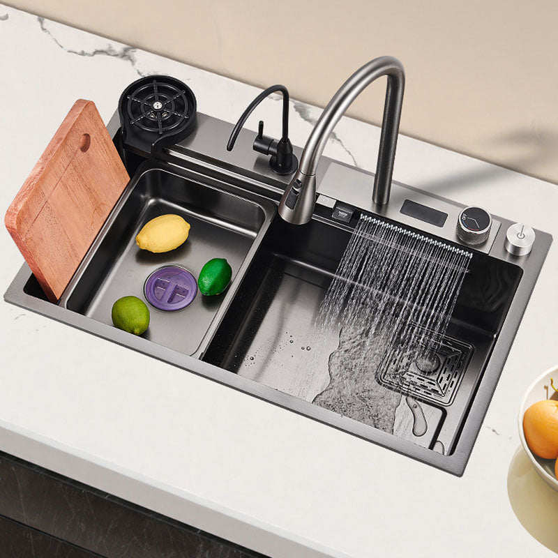 Single Bowl Kitchen Sink Stainless Steel Kitchen Sink with Cutting-Board Clearhalo 'Home Improvement' 'home_improvement' 'home_improvement_kitchen_sinks' 'Kitchen Remodel & Kitchen Fixtures' 'Kitchen Sinks & Faucet Components' 'Kitchen Sinks' 'kitchen_sinks' 7423898