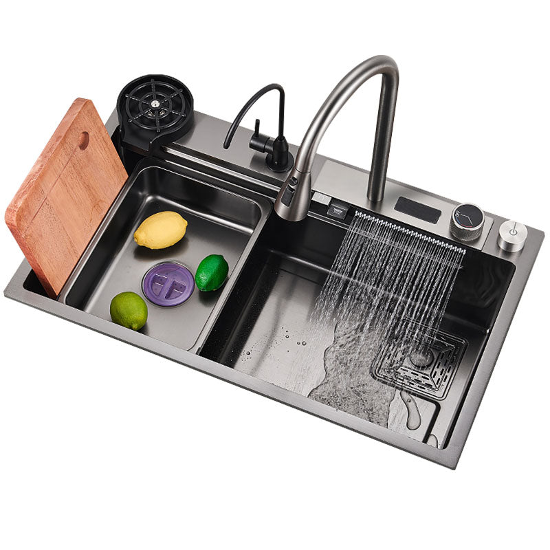 Single Bowl Kitchen Sink Stainless Steel Kitchen Sink with Cutting-Board Clearhalo 'Home Improvement' 'home_improvement' 'home_improvement_kitchen_sinks' 'Kitchen Remodel & Kitchen Fixtures' 'Kitchen Sinks & Faucet Components' 'Kitchen Sinks' 'kitchen_sinks' 7423903