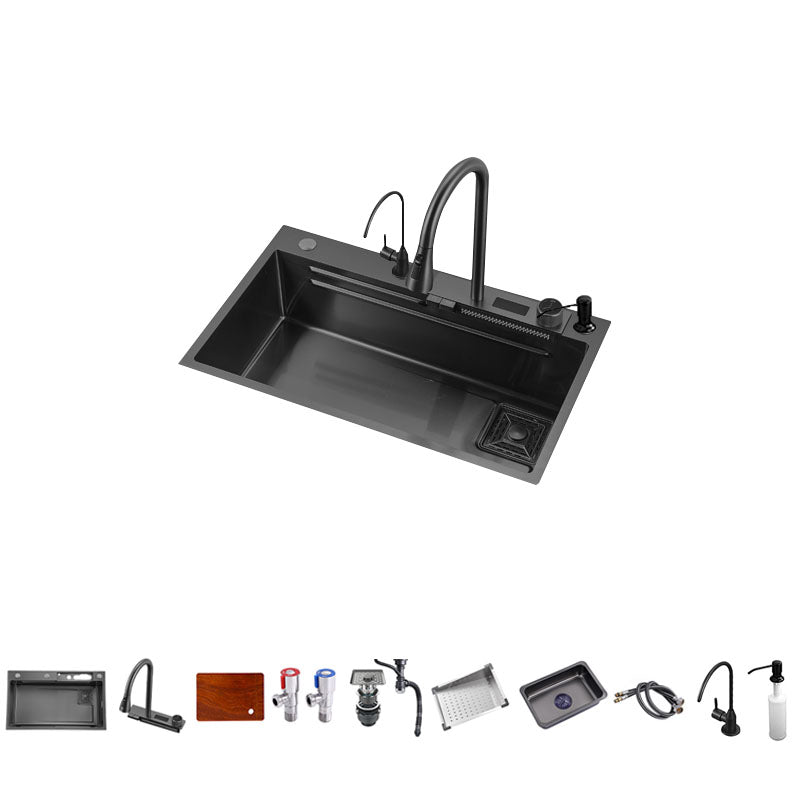 Single Bowl Kitchen Sink Stainless Steel Kitchen Sink with Cutting-Board Double Tap for Water Purification Clearhalo 'Home Improvement' 'home_improvement' 'home_improvement_kitchen_sinks' 'Kitchen Remodel & Kitchen Fixtures' 'Kitchen Sinks & Faucet Components' 'Kitchen Sinks' 'kitchen_sinks' 7423904